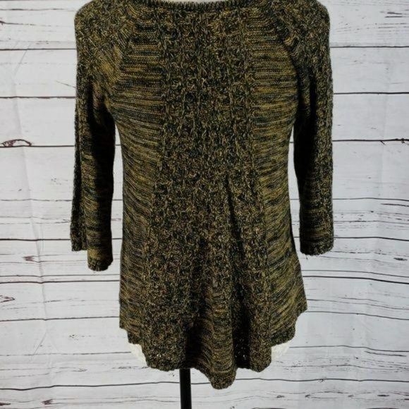 New direction knitted Petite Small Quarter sleeve Brown Gold Sweater - Picture 5 of 8